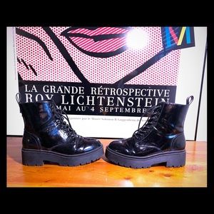 Aldo 8.5 Piwia Patent Leather Combat Boots